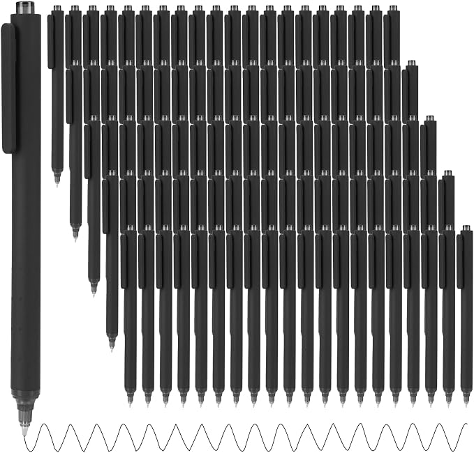 WY WENYUAN 100 Pcs Black Pens Bulk, 1.0mm Bold Point Quick Drying Ballpoint Pens by WYWENYUAN
