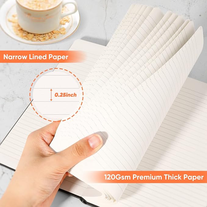 Huhuhero Lined Journal Notebook, 5 Pack Black Hardcover Notebooks - Image 4