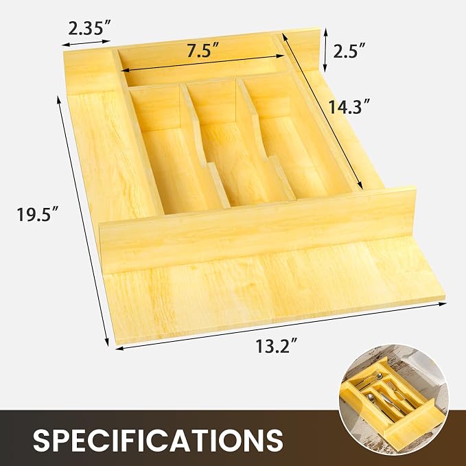 Evjocoh Silverware Drawer Organizer Wood - Image 2