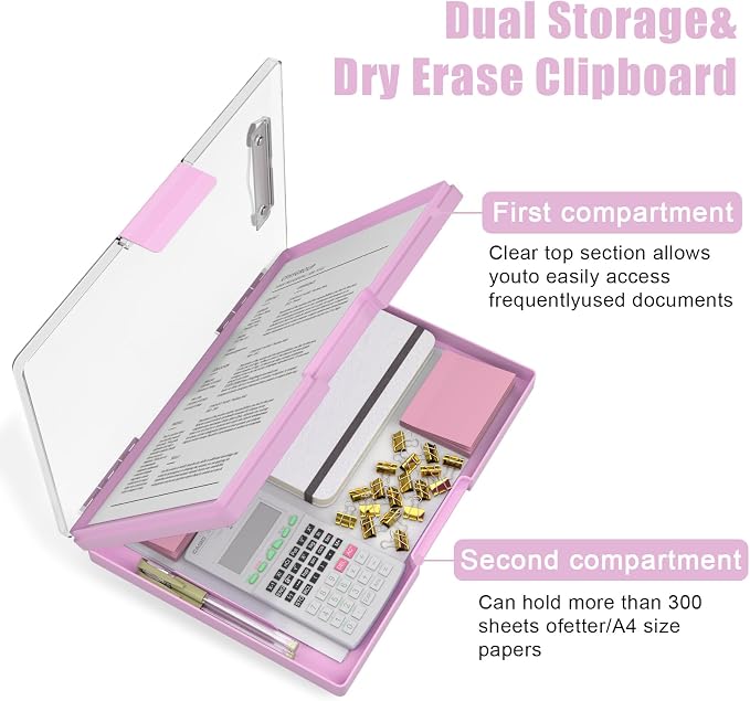 Hongri Clipboard with Storage, PalePink 8.5 x 11 Folder Nursing Side Opening - Image 4