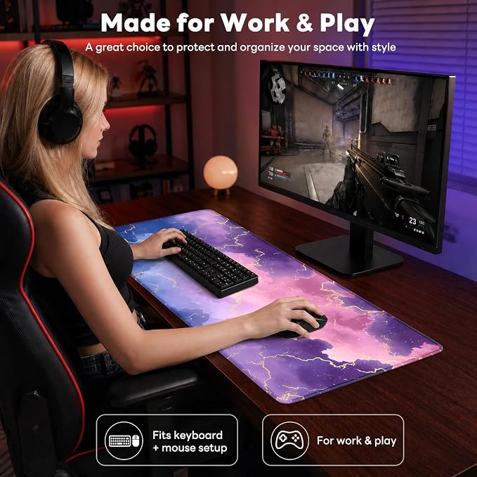 Desk Mat, Big Desk Pad, 31.5x11.8 Inches Extended Big Gaming Mouse Pad - Image 7