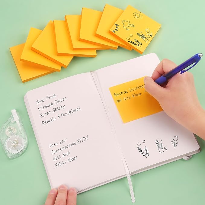 Sticky Notes 3x3 Self-Stick Notes Bright Colors Sticky Notes 8 Pads 80 Sheet/Pad - Image 7