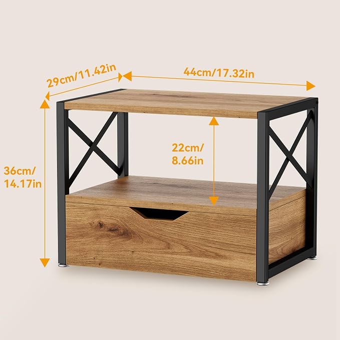 IBUYKE 2 Tier Desktop Printer Stand, Wooden Printer Stand - Image 3