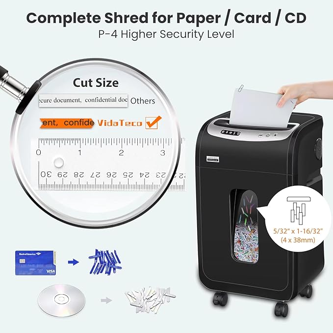 Paper Shredder for Home Office Heavy Duty with 60 Mins Running with US Patented Cutter,Shred CD/Card with Extra Large Bin,AUTO Jam Proof(ETL) (20-Sheet Cross Cut)-DeskLoop Office