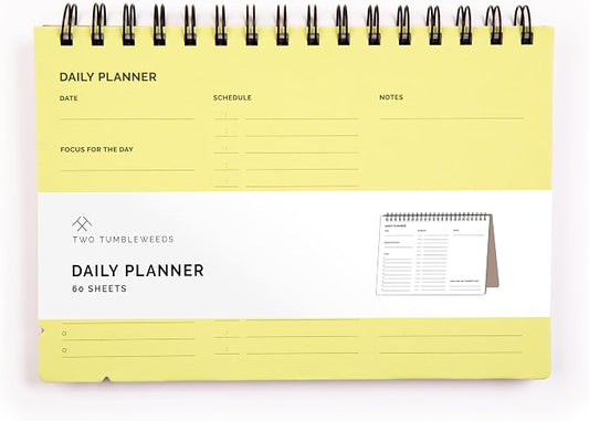 Undated Daily Planner Notebook – Spiral Bound A5, 60 Pages, School & Personal by TwoTumbleweeds