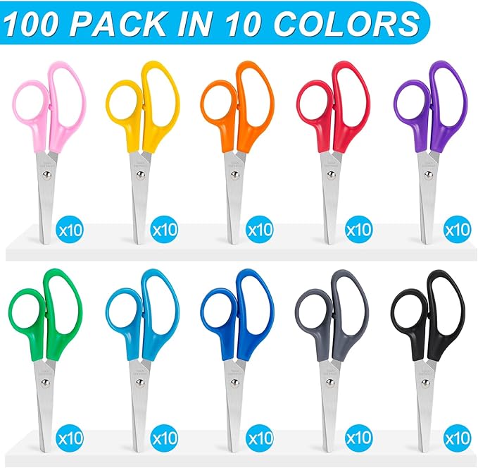 Toidgy 100 Pack Kids Scissors, 5 Inch Scissors Bulk - Image 2