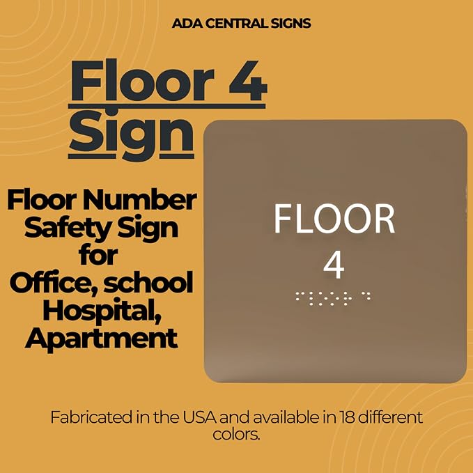 Clean Grey ADA Floor 4 Sign - Image 6