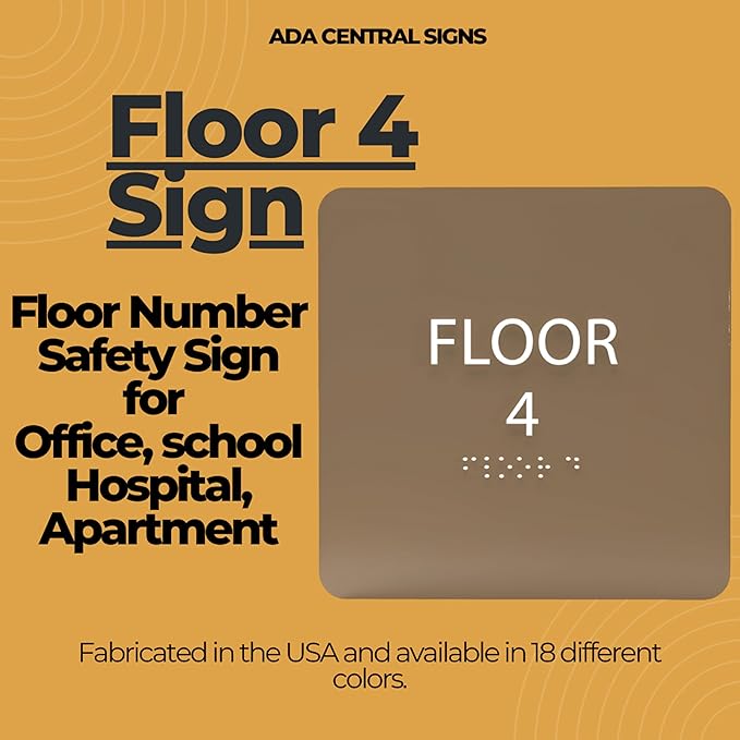 Coffee ADA Floor 4 Sign with Braille – Made from Durable Acrylic and Ready to - Image 6