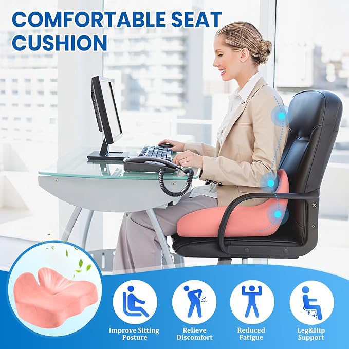 CushZone Seat Cushion, Memory Foam Office Chair Seat Cushion - Image 4