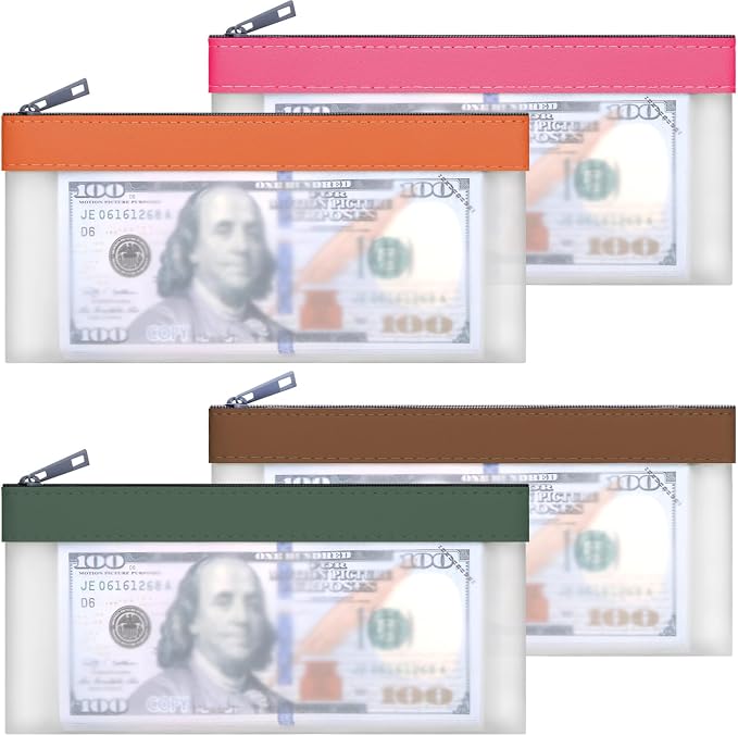 Clear Money Envelopes for Cash 7.6"x3.7" | Money Bags by VOCHIC