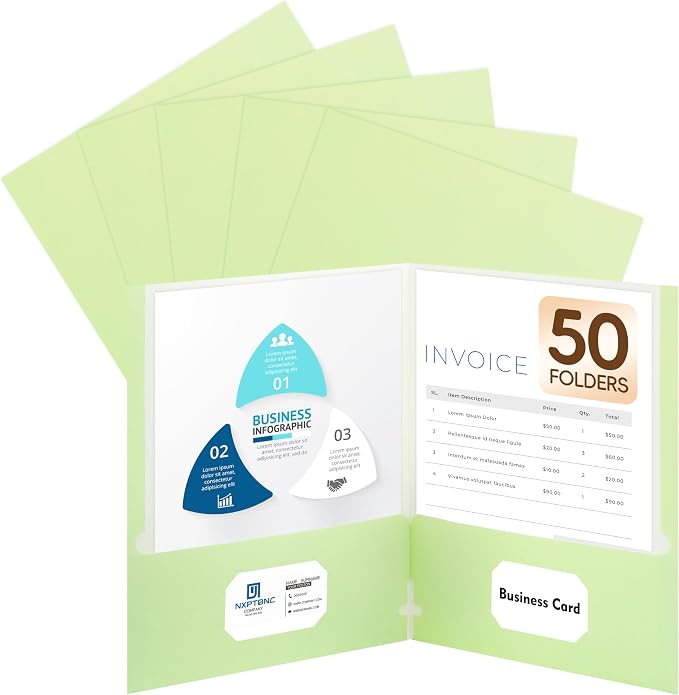 50 Packs Two Pocket Folders, Two Pocket File Folders by Unknown