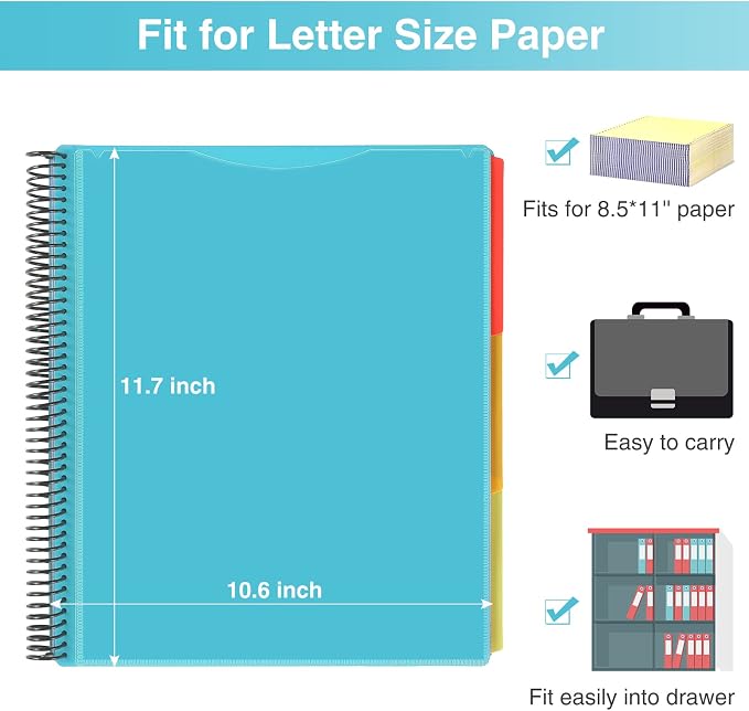 Forvencer 24 Pocket Project Organizer, 1/3-cut Tab Binder Organizer - Image 6