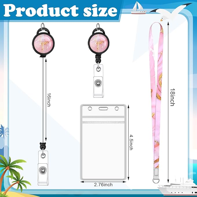 4 Pack Cruise Lanyard for Ship Cards Marble Cute Lanyards - Image 2