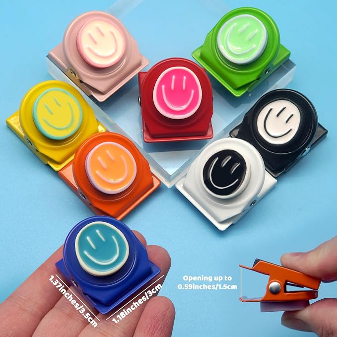 8 PCS Magnetic Clips Cute Fridge Magnets Colorful Happy Smiley Face - Image 2