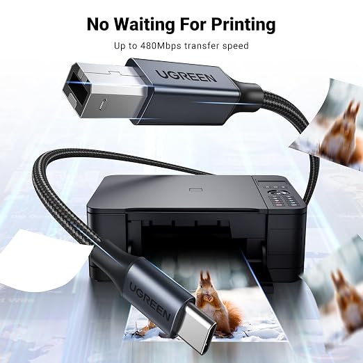 UGREEN USB C 3 FT Printer Cable, Nylon USB B to C Cord - Image 5