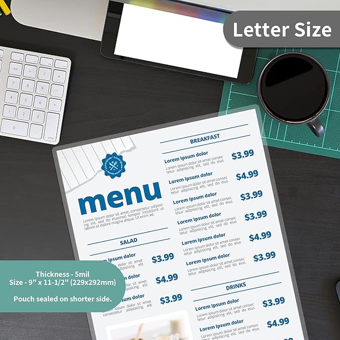 5 mil Thermal Laminating Sheets 100 Packs, 9” x 11.5” Clear Laminating Pouches Holds 8.5 x 11 Inch Sheet, Letter Size Lamination Paper for Laminator - Rounded Corner-DeskLoop Office