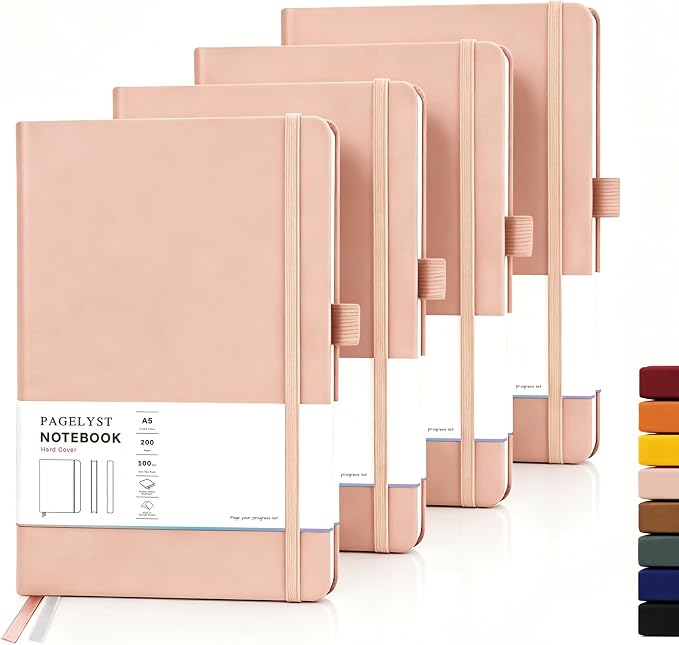 PAGELYST Graph Grid Paper Notebook, 200 Pages, 4 Pack Leather Hardcover Notebook by Unknown