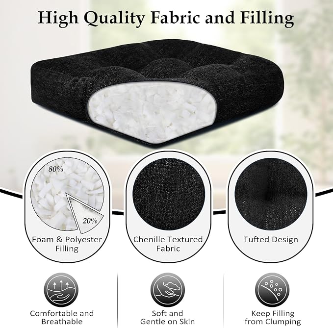 downluxe Chair Cushions for Dining Chairs 2 Pack, Tufted Indoor Chair Pads - Image 2