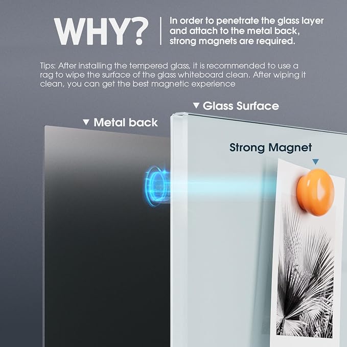 MaxGear Tempered Glass Whiteboard Dry Erase Board 48x30 Inch Ultra White | - Image 6