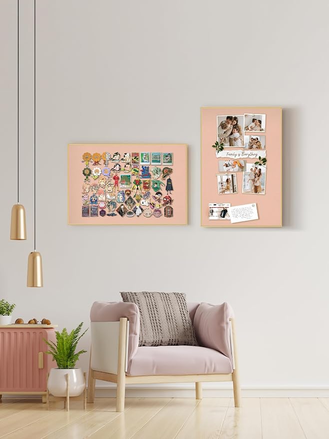 Bulletin Board 23.6 x 17.7 inches, Blush Coral Pin Board - Image 3