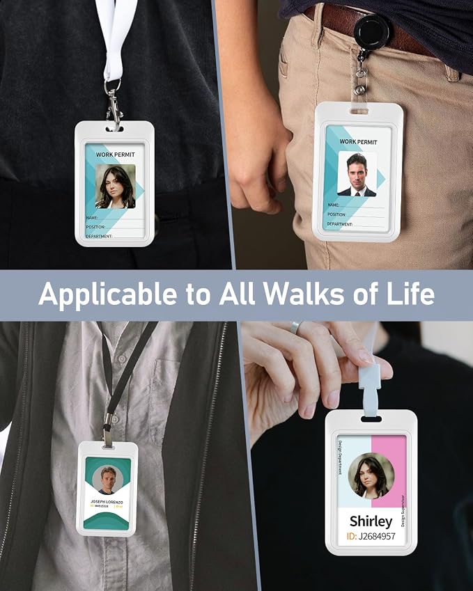 Uniclife 3 Pack Sliding ID Badge Holder Vertical Hard Plastic Case - Image 5