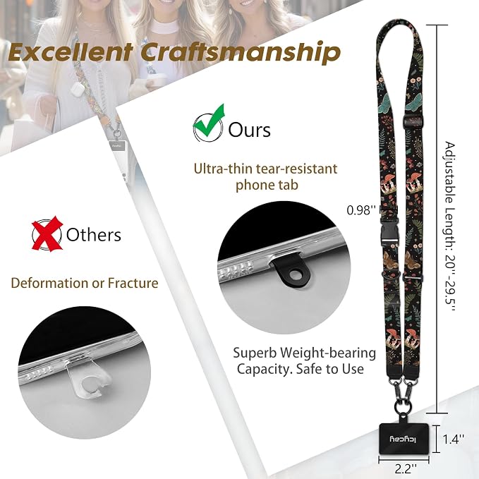 Icycay Phone Lanyard Crossbody, Butterfly Cell Phone Strap - Image 5