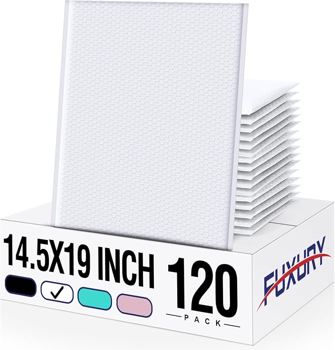Fuxury Bubble Mailers 14.5x20" 120 Pack White Extra Large Padded Envelopes by Fuxury