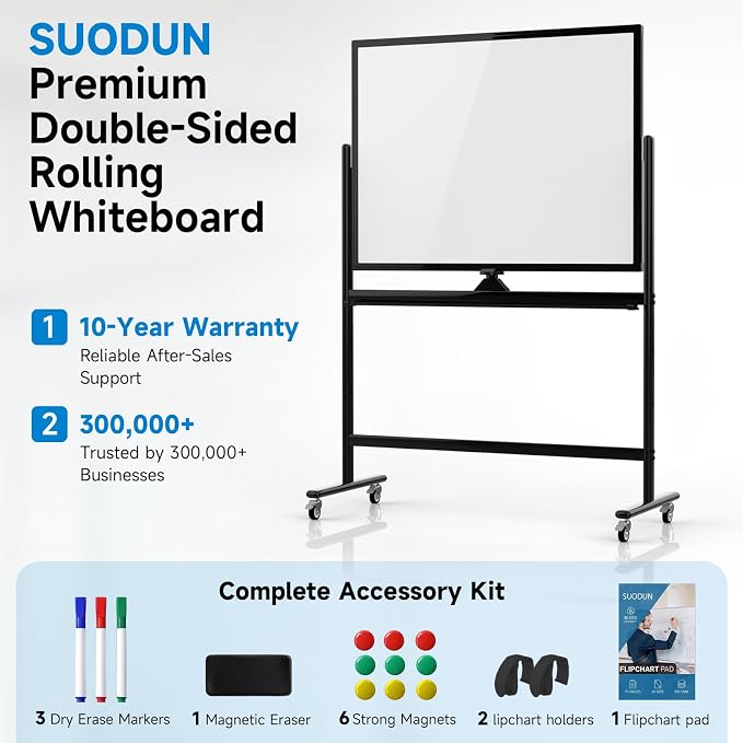 Rolling Whiteboard 48x36, Double Sided Dry Erase Board - Image 8