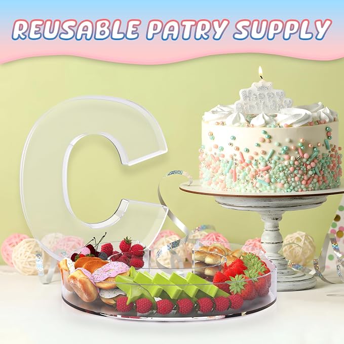 13.8" Extra Large Acrylic Letter Charcuterie Board Box, Reusable Fillable - Image 5