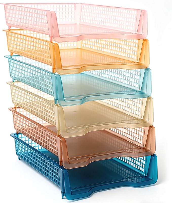 Geetery Set of 6 Turn in Trays Classroom Plastic Trays by Geetery