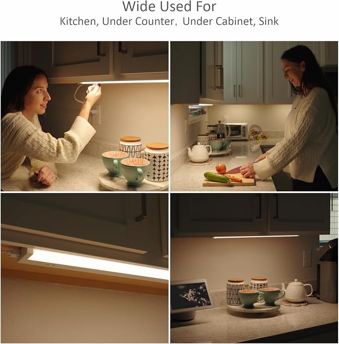Leetdud LED Under Cabinet Lighting Hardwired or Plug in, 16 Inch 8W, Dimmable 5 - Image 5