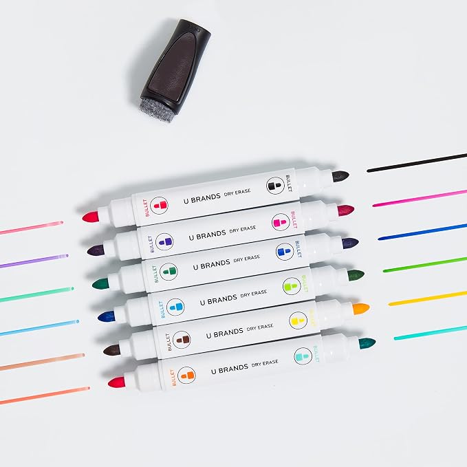 U Brands Dry Erase Markers, Double Ended Whiteboard Markers, Medium Bullet Tip - Image 9