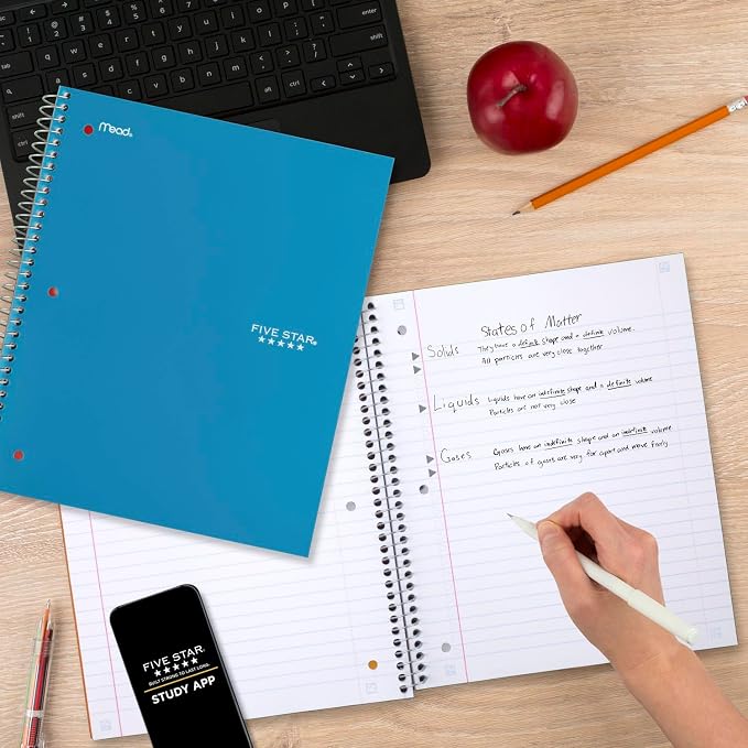 Five Star Spiral Notebook, 3 Subject, Wide Ruled | 8" x 10-1/2" | 150 Sheets | - Image 7