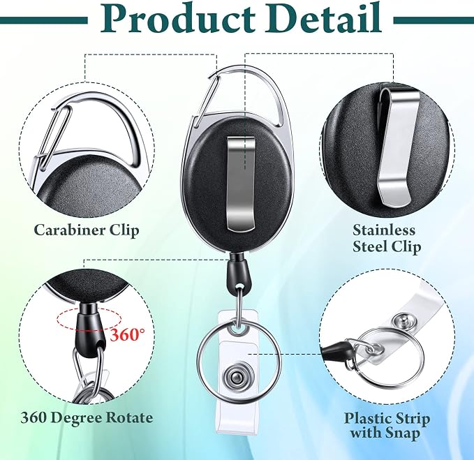 Laumoi 80 Pcs Retractable ID Badge Holder Name ID Badge Reel Clips Keychain Bulk - Image 3