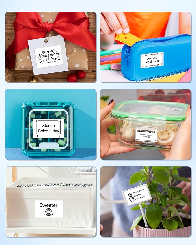 M100 Square Label 1.57'' x 1.18'' (40 x 30 mm), Compatible with Label Maker M110/ M220/ M221/ M120/ M200/M260/M150, White, 230 Labels/Roll, Multi-Purpose Adhesive Thermal Labels, Black on White-DeskLoop Office