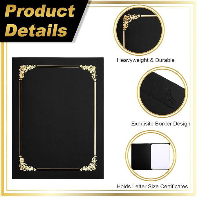 Fainne 120 Pack Certificate Holders Bulk, Diploma Covers Gold Foil Border - Image 4