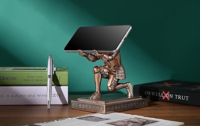 Knight Pen Holder Pen Stand Desk Organizers and Accessories Resin Pencil Holder as Gift with a Fancy Pen for Office and Home Desk Organizer (Bronze)-DeskLoop Office