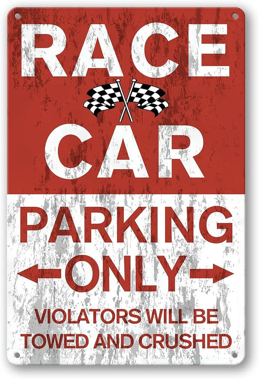 Car Room Wall Decor Vintage Metal Sign RACE CAR PARKING ONLY Signs by SKYOCEAN
