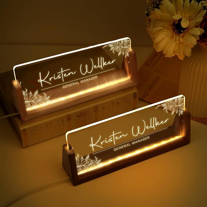 Custom Name Plate for Desk, Personalized Light Up Acrylic Desk Name Plate - Image 5