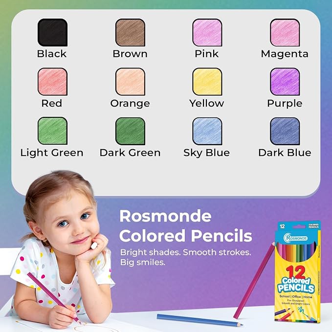 Rosmonde 2000 Pack Colored Pencils Bulk Set, 12 Vibrant Pre Sharpened Colors Set - Image 4