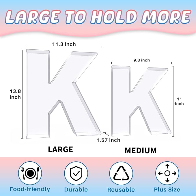 13.8" Extra Large Acrylic Letter Charcuterie Board Box, Reusable Fillable - Image 2