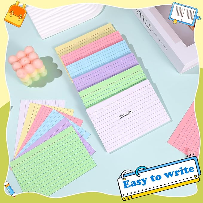 Colored Index Cards 4x6 Inch Flash Cards Heavyweight Lined Flashcards Note Cards - Image 3