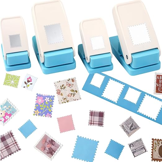 4 Pack Stamp Punch, 1.5" Square Stamp Puncher, 1.5"X1.25" & 1X0.8inch by CYFUNDESIGN