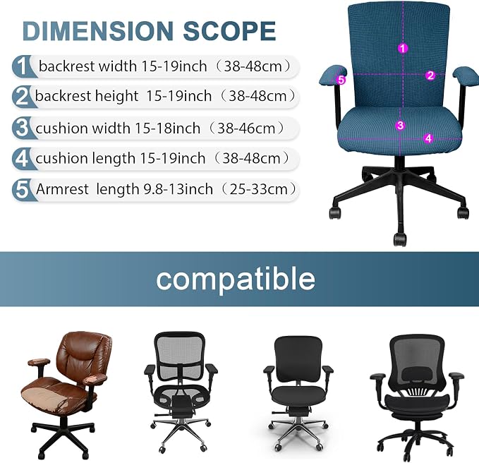 Tallew 4 Pcs Office Chair Covers Set Computer Universal Protective Stretchable - Image 2