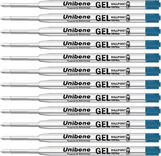Unibene Parker Compatible Gel Ink Ballpoint Refills 12 Pack, 0.7mm Medium by UNIBENE