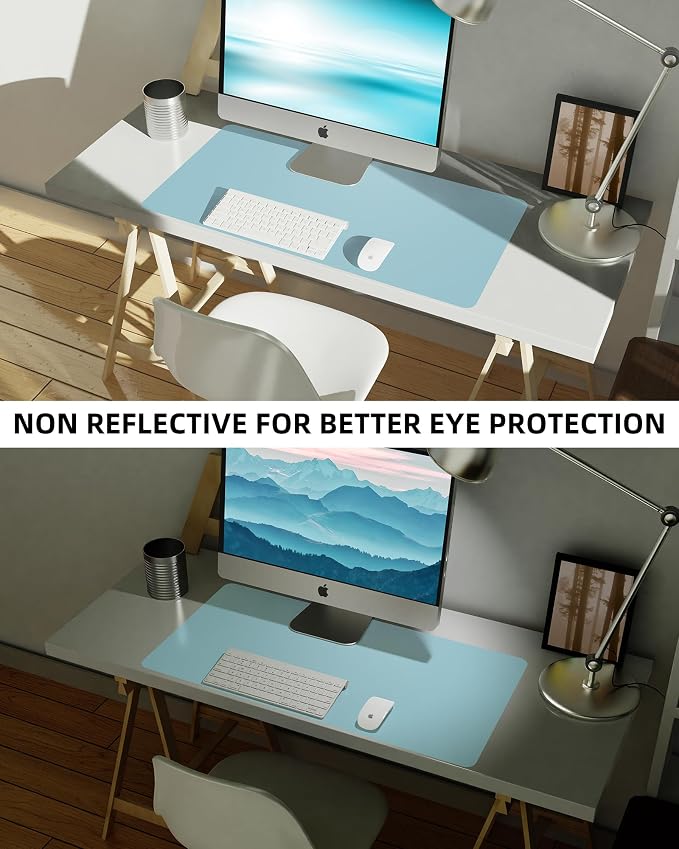 Leather Desk Pad Protector, Mouse Pad, Office Desk Mat, Non-Slip PU Leather - Image 6
