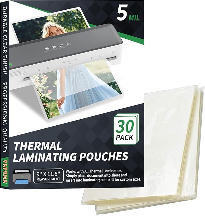 5 Mil Thermal Laminating Sheets 30 Packs, 9” x 11.5” Clear Laminating Pouches Holds 8.5 x 11 Inch Sheet Lamination Plastic Paper for Laminator, School Office Supplies Laminate-DeskLoop Office