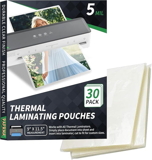5 Mil Thermal Laminating Sheets 30 Packs, 9” x 11.5” Clear Laminating Pouches Holds 8.5 x 11 Inch Sheet Lamination Plastic Paper for Laminator, School Office Supplies Laminate-DeskLoop Office
