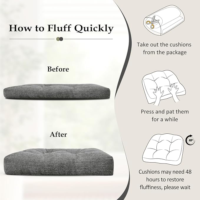 downluxe Chair Cushions for Dining Chairs 4 Pack, Tufted Indoor Chair Pads - Image 6