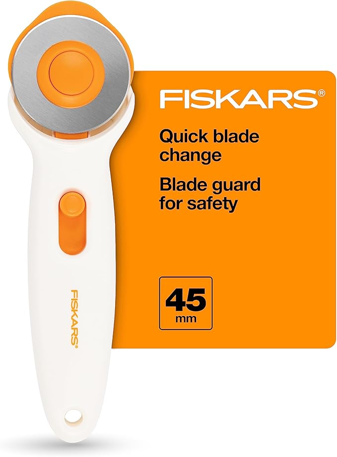 Fiskars 45mm Rotary Cutter for Fabric, Premium Steel Stick Fabric Cutter Cuts by Unknown